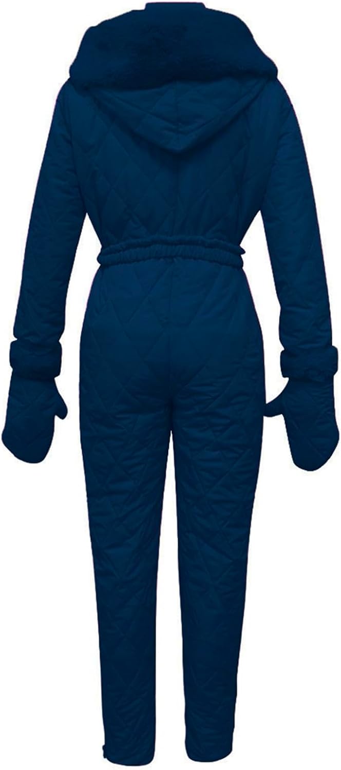 YRAETENM Snow Suits for Women Warm Winter Waterproof Windproof One Piece Snowsuits Insulated Ski Jumpsuits Puffer Outfits