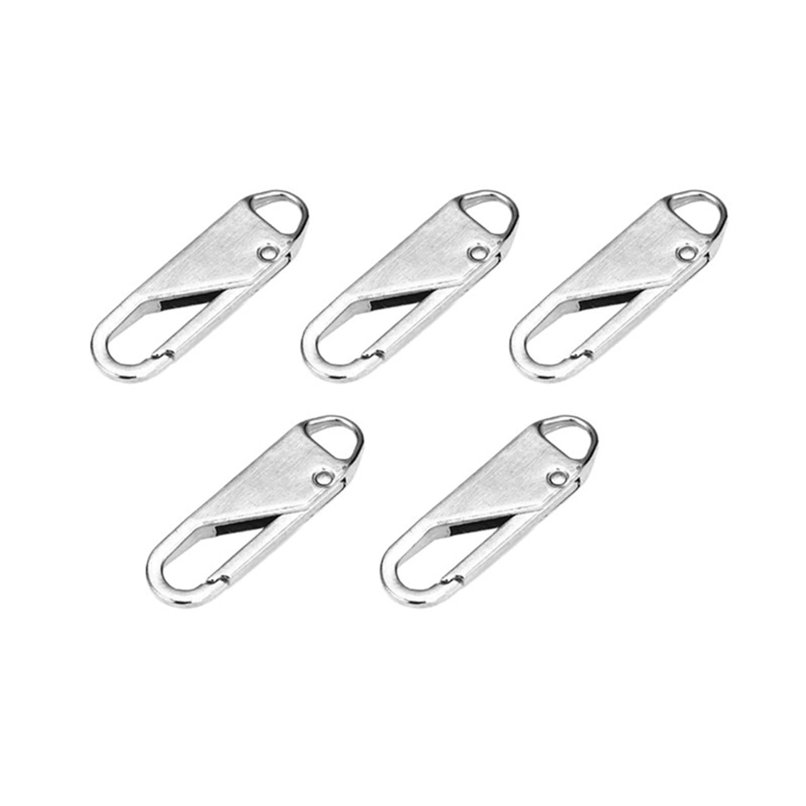 Zipper Pull Replacement Parts, Metal Zipper Pulls Multicolor 50pcs(Silvery)