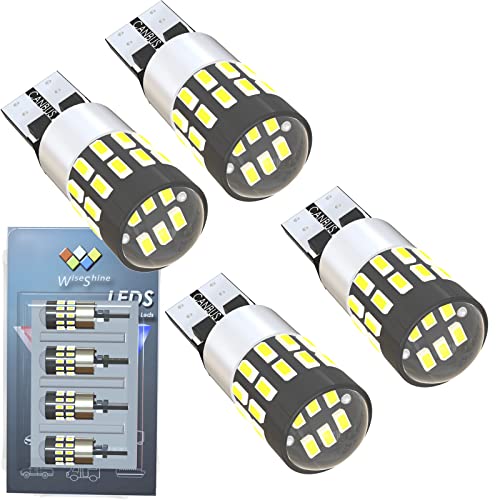 Wiseshine 921 LED Bulb Reverse Light,912 LED Bulb White 6000K,194 168 906 T15 W16W LED Bulb DC 12V-24V Canbus Automotive Car Truck RV Camper Boat For Interior Exterior Back Up Dash Cab Light 4 packed