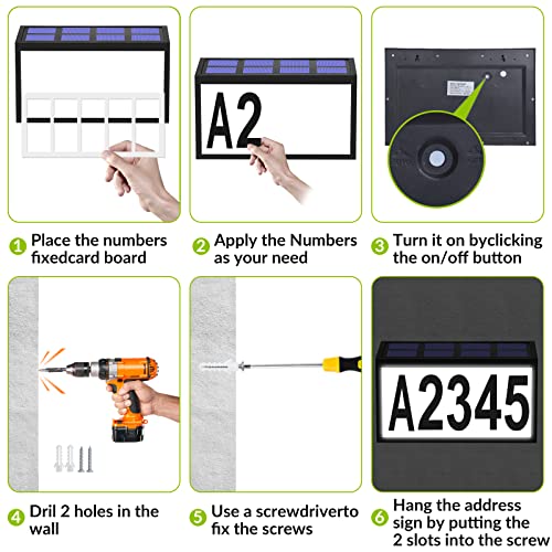 Bawoo Solar House Numbers Light, House Numbers Sign Plaque Address Numbers For Houses Led Illuminated Outdoor Address Plaque Waterproof Lighted Up For Home Yard Street, 28*18.3*3.2Cm #TOP5