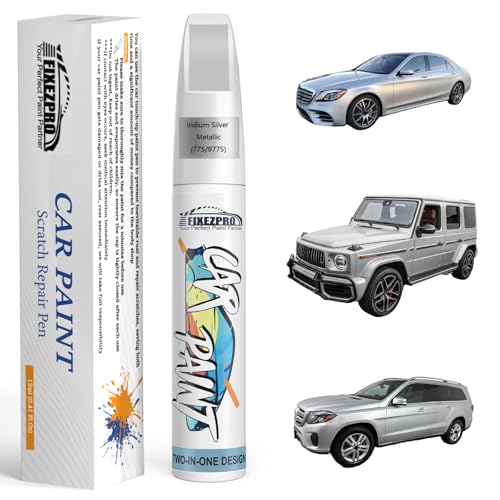 FIXEZPRO 775/9775 Iridium Silver Metallic Car Touch Up Paint for Mercedes-Benz, Color Match Auto Paint Repair Pen,Professional Car Scratch Repair Remover Pen Quick & Easy to Use