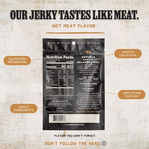 Image of No Mans Land Slow-Dried Beef Jerky | Smoked & Seasoned Jerky Strips | High Protein, Low Carb Beef Snack | Gluten Free - MILD (2.5oz)