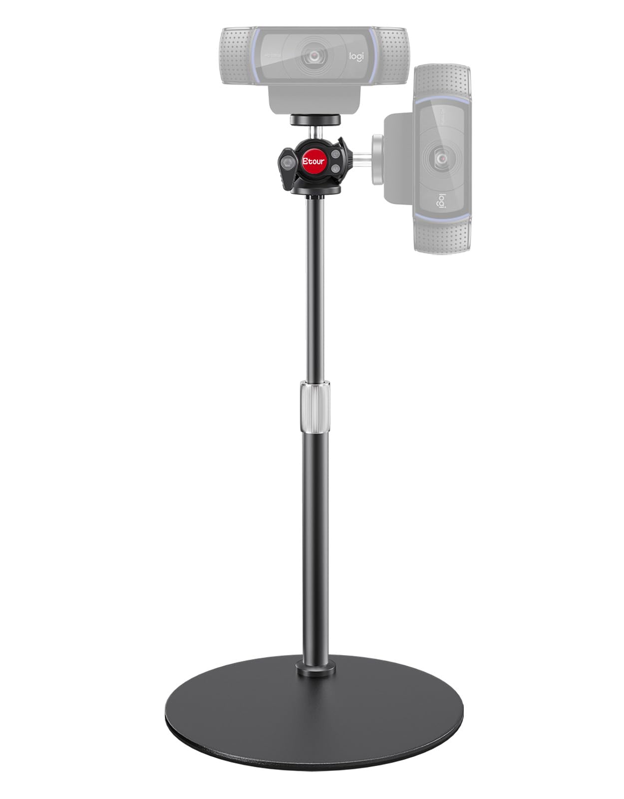 Support webcam pour bureau avec tête sphérique à 360° trépied pour webcam Logitech C922 C930e C920 C615 C960 C920x BRIO 4K NexiGo N60, téléphone, Gopro avec filetage 1/4"