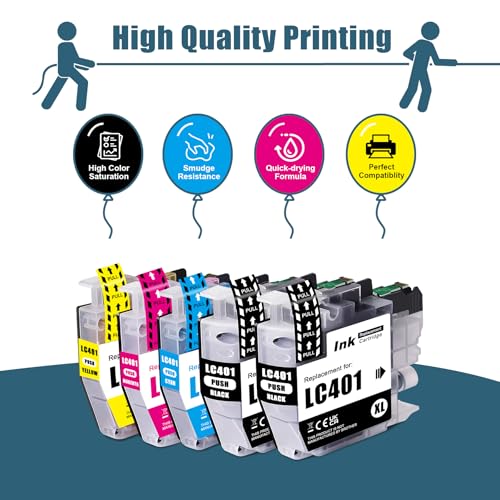 LC401 Compatible LC401XL Ink Cartridges for Brother Printer MFC-J1010DW MFC-J1012DW MFC-J1170DW (5 Pack LC401XL Ink Cartridges BK C M Y Replacements) by Mutikor - Image 2