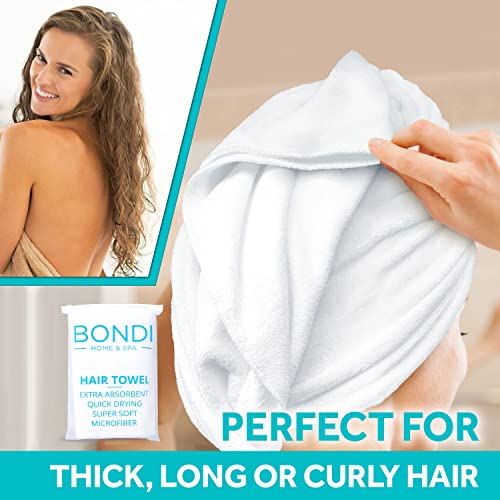 Bondi Home Spa Microfiber Hair Towel - Large (42 X 22) - Anti Frizz Hair Towel For Long, Thick Or Curly Hair - Super Absorbent Microfiber Towel - Rectangle #TOP2
