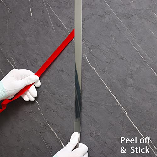 Stainless Steel Wall Molding Trim Peel and Stick, Flexible Self-Adhesive Metal Trim for Ceiling, Mirror Frame and More, Mirror-Like Finish Metallized Silver - Image 3