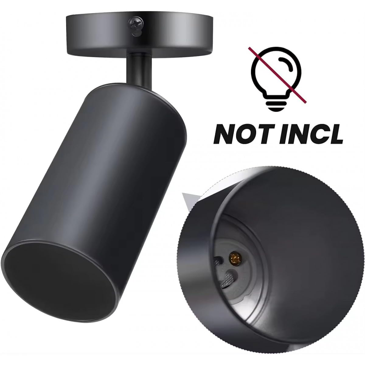 Jandei - Pack x2 Aplique Foco Giratorio y Ajustable para Techo o Pared. Orientable Perfecto para Cocina, Dormitorio, Sala...Bombilla GU10 No Incluida. (Negro)