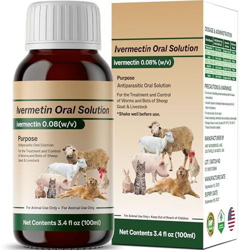 Ivermectin Liquid for Sheep & Goat Poultry & More Gut Health Promotes Immune & Digestive Support 100ml