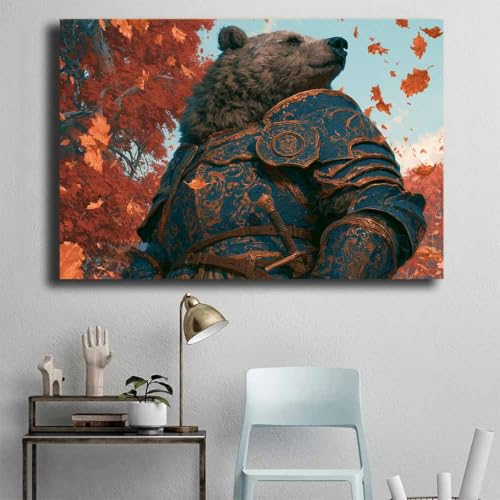Portrait de l'ours chevalier affiche décorative salon 60x90cm