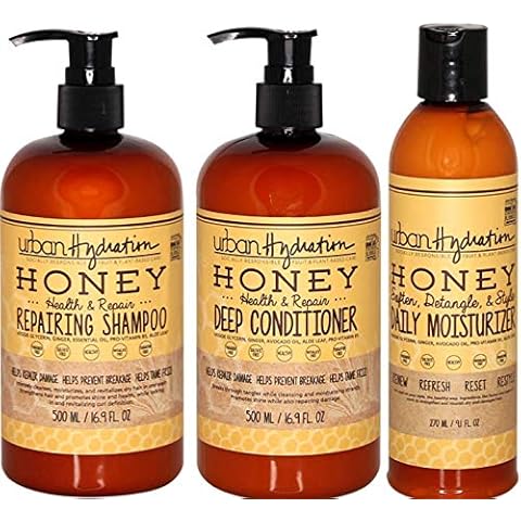 Urban Hydration Honey Health and Repair Shampoo, Conditioner and Moisturizer Set | Sulfate, Paraben and Dye Free, Cleanses, Hydrates, Tames Frizz and Repairs For Healthy and Shiny Hair, All Hair Types Cover