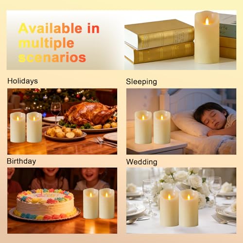 Image of Autbye Rechargeable Flameless Candle, Realistic 3D Flickering Warm Flame, LED Candle with Remote Control & Timer for Holiday, Wedding, Patio and Home Decoration(Set of 2)