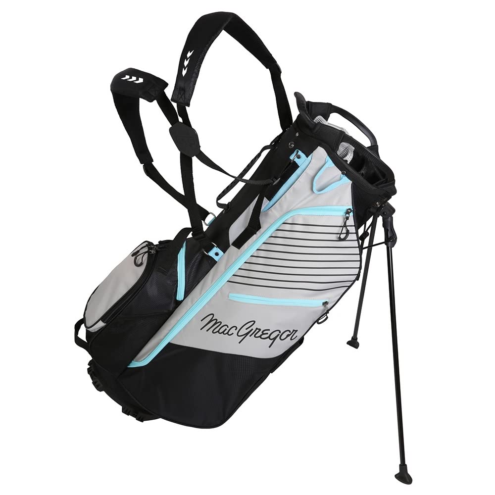 MacGregor Golf Ladies VIP 14 Divider Stand Carry Bag with Full Length Dividers Black/Grey/Sky Blue