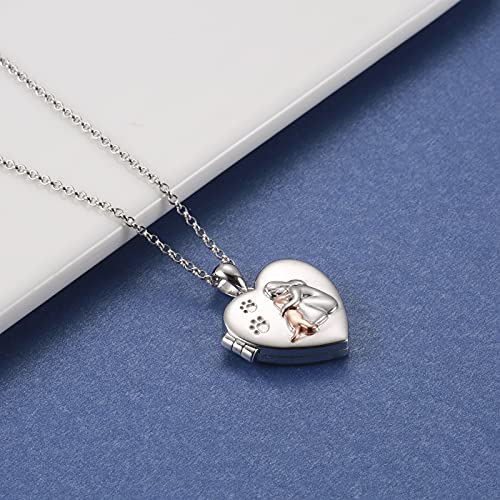 Apotie Pet Locket Necklace That Holds Photo Pictures 925 Silver Dog Puppy Heart Memorial Pendant Jewelry For Women Girl (Paw) #TOP1