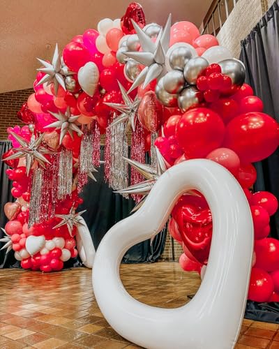 HKYOOD Balloons Love Red Heart Pink Heart -Pink Red White Balloons