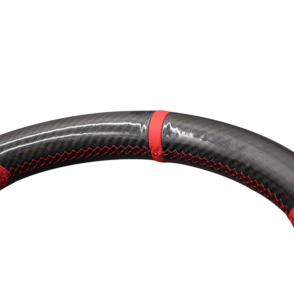 MEWANT Funda para volante de coche de fibra de carbono brillante negra + funda de cuero de microfibra roja para volante de coche para Subaru WRX (STI) 2015-2019 / Levorg 2015-2019/WRX accesorios
