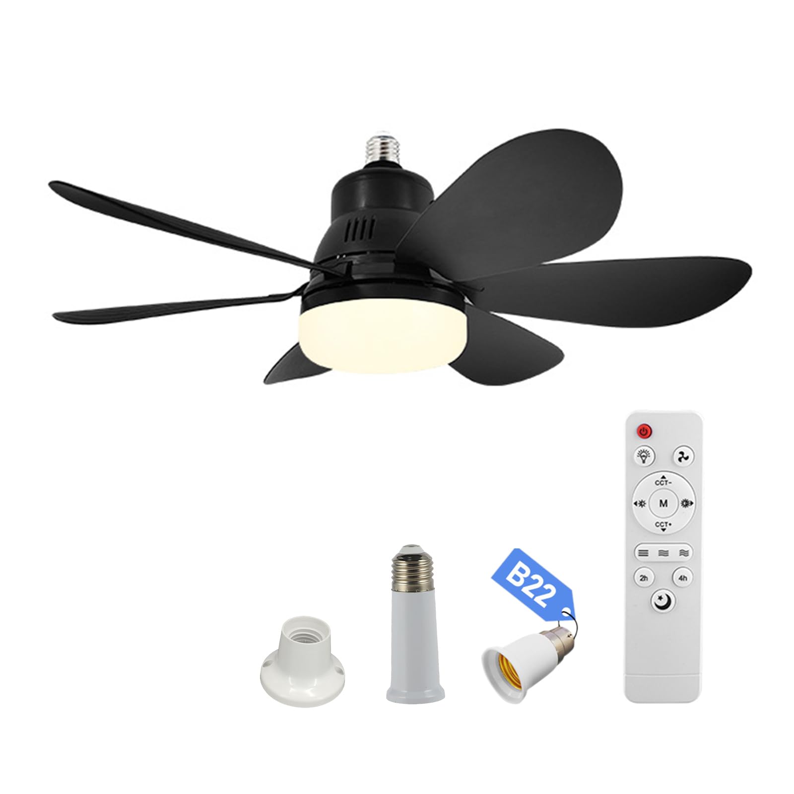 Small Ceiling Fan with Light and Remote, 40W 200 to 2000LM LED Breeze Fan Light, 3 Colour Temperature Adjustable for Living Room Study Home Household Use