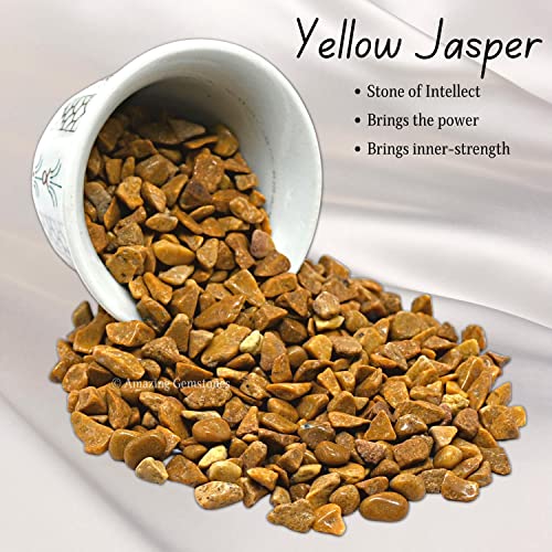 Image of Yellow Jasper Crystal Chips Aquarium Gravel Rocks - Amethyst Chips Bulk Fish Tank Gravel, Small Tumbled Stone Chips and Tiny Crystals for Decoration (Natural AAA Grade Gemstones)