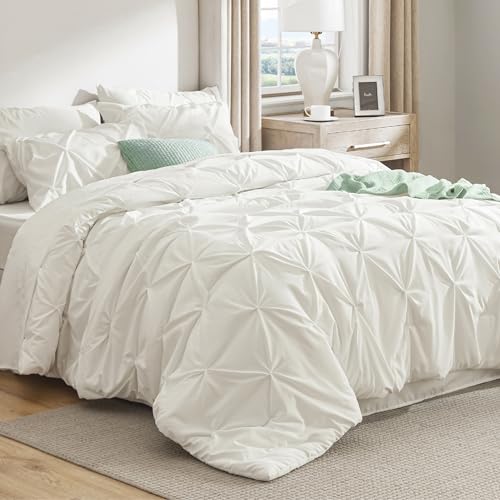 Image of Bedsure California King Comforter Set Ivory - Bed in a Bag Cal King Bedding Set 7 PCS, GentleSoft Bed Set Gift for Family, All Season Down Alternative Comforter with Sheets, Pillowcases & Shams