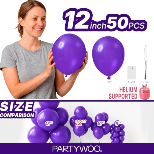 Image of PartyWoo Dark Purple Balloons 50pcs Royal Purple Color 12 Inch