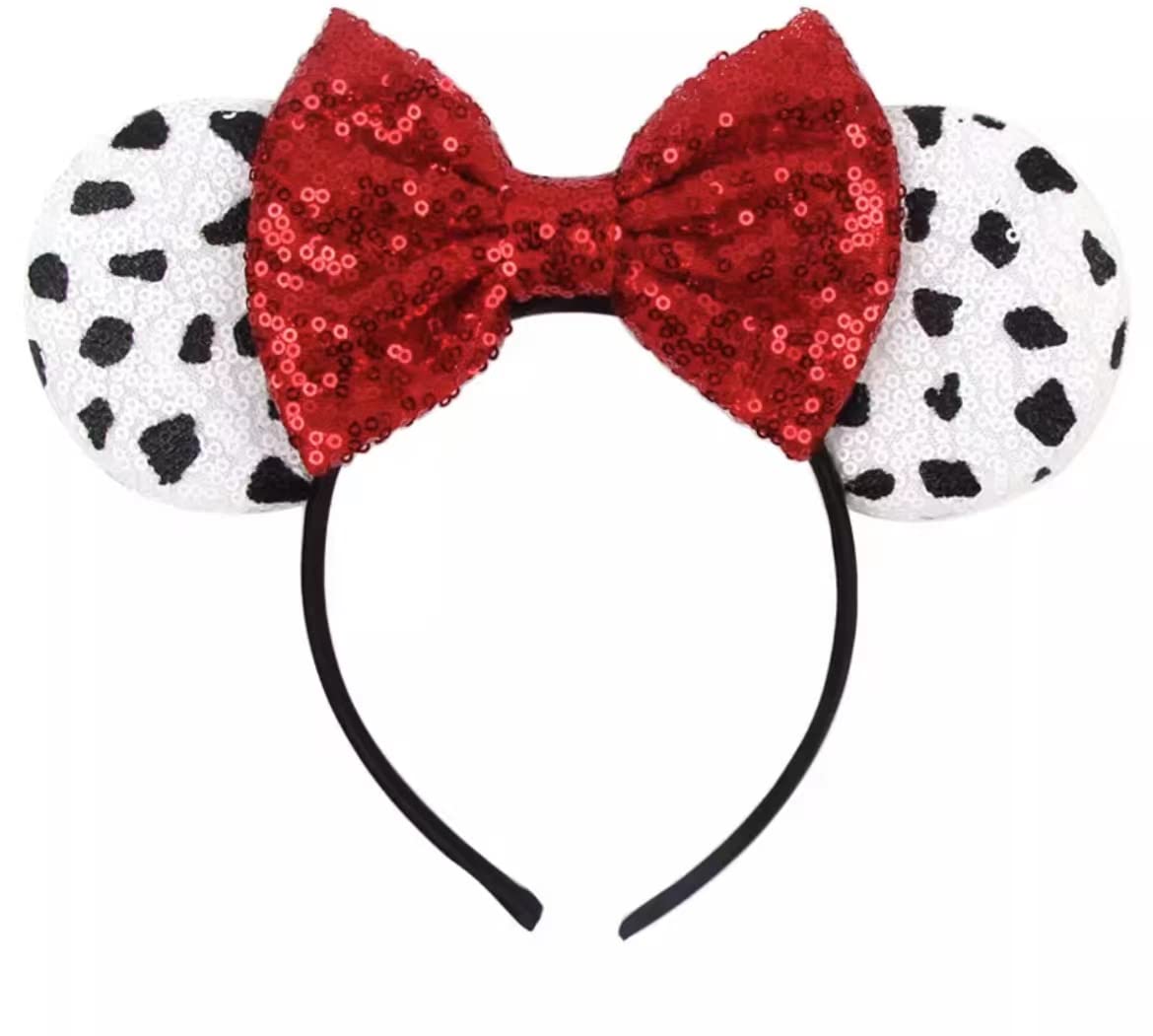 CLGIFTPrincess Minnie Ears - Pick Your Color, Floral Minnie Ears with Purple Sparkle (Cruella)