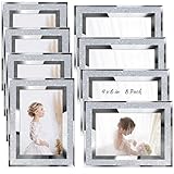 Qunclay 8 Pcs Silver Picture Frames Bulk Glitter Crystal Photo Picture Frame for Tabletop Display Wedding Birthday Mothers Day Gifts, Mirrored Edge, Horizontally or Vertically(4 x 6 Inch)