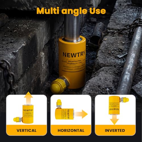 Image of NEWTRY 10 ton Hydraulic Ram Jack Cylinder Short Type 2 inch Stroke Porta Power Ram Industrial Lifting Jack Retract Automatically for Shipping Building Construction