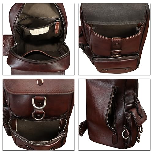 Image of Genuine Leather Sling Bag for Men and Women Full Grain Leather Crossbody Sling Backpack Purse