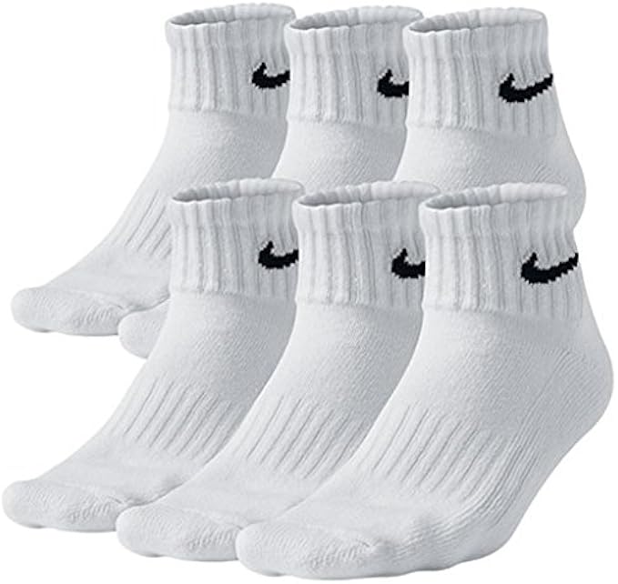 Nike Men's Bag Cotton Quarter Cut Socks (6 Pack) (Large (shoe size 8-12), White)