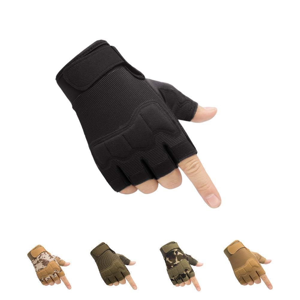 Hycoprot - Guantes sin dedos para exteriores, ligeros, transpirables y protectores para escalada, motocicleta, camping, escalada, al aire libre