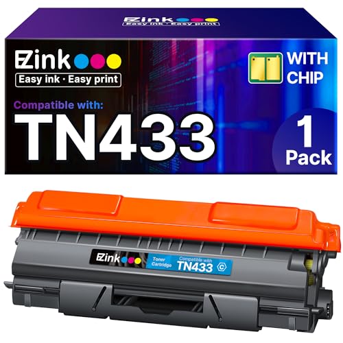 E-Z Ink Compatible Toner Cartridge Replacement for Brother TN-433 TN433 TN433bk TN431 Compatible with HL-L8260CDW HL-L8360CDW MFC-L8610CDW MFC-L8900CDW (1 Cyan, 1 Pack)