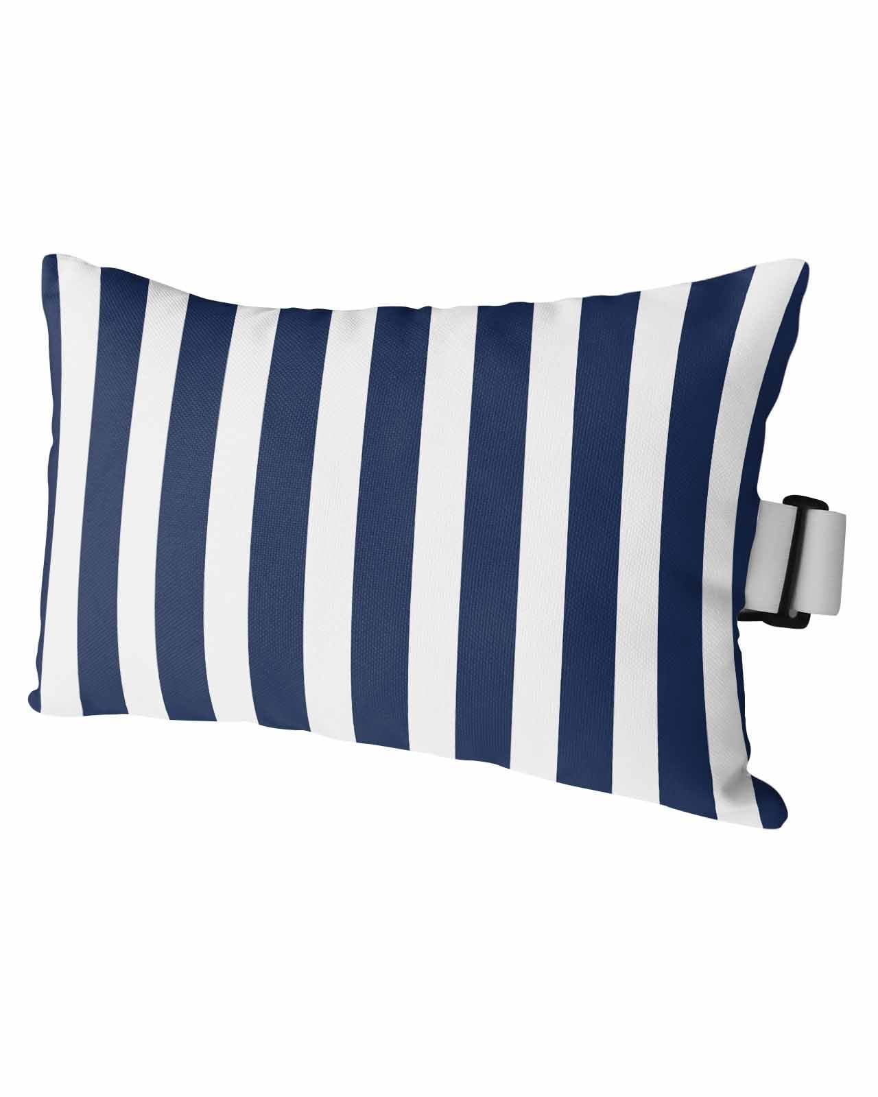 Navy Blue Stripe Outdoor Beach Pool Chaise Lounge Chair Head Throw Pillow Covers 11x16 With Insert And Elastic Stripe Set of 1,Lumbar Cushion Pillow Cases,Boho Geometric Modern Minimalist White