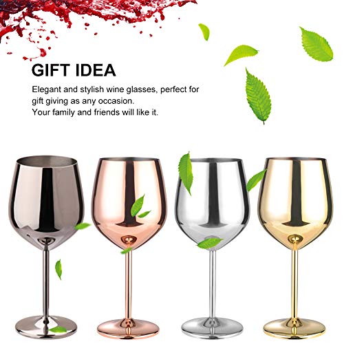 500Ml Stainless Steel Wine Glass,Wine Tumbler,Stainless Steel Stem Wine Glass,Unbreakable Wine Glass Goblet,Metal Wine Glass,For Outdoor Events,Picnics,Camping(Gold Plated) #TOP4