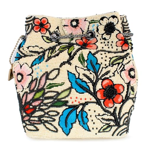 Mary Frances Flower Child Beaded Crossbody Bag Floral Embroidered Vegan Purse with Magnet Closure, Convertible Shoulder Strap, Multicolor3