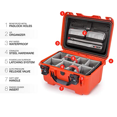 Image of NANUK 918 Pro Photo Kit Case, Waterproof Hard Case, Carry-On | 16.9 inch x 12.9 inch x 9 inch, Protects Cameras, Lenses, Drones & Sensitive Equipments During Travel, Padded Dividers, Lockable, Orange