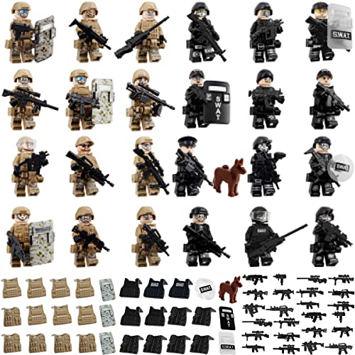 Karbag 24 Pièces Figurines Militaires,Mini Figurine Soldat Militaire,Mini Soldats,Militaires Swat Police Jouet,Figure Collection Jouets Mini Figurine Ensemble