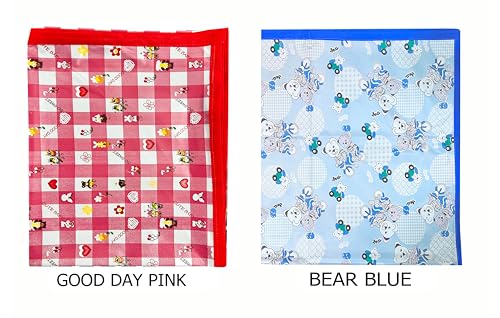 Image of EcoSoft Plastic Sheet,PVC Sheet for Kids,Rubber Sheet for Babies,Bed Wetting Protector(90 x 135 cm) (Blue Bear & Pink Good Day)