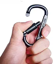 3 peças de clipes de mosquetão de anel D de bloqueio, ganchos de porta de parafuso de liga de alumínio, clipes de chaveiro pretos para mochila, uso ao ar livre, uso utilitário