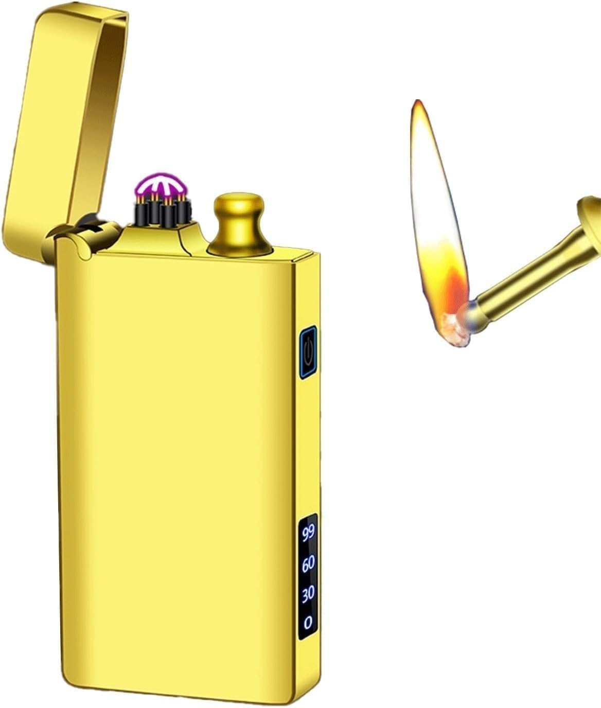 Windproof Dual Arc + Kerosene Match Lighter, Flashlight, Type-c Charging, Suitable for Candles, Camping. Men's Gifts, Collection(Gray)