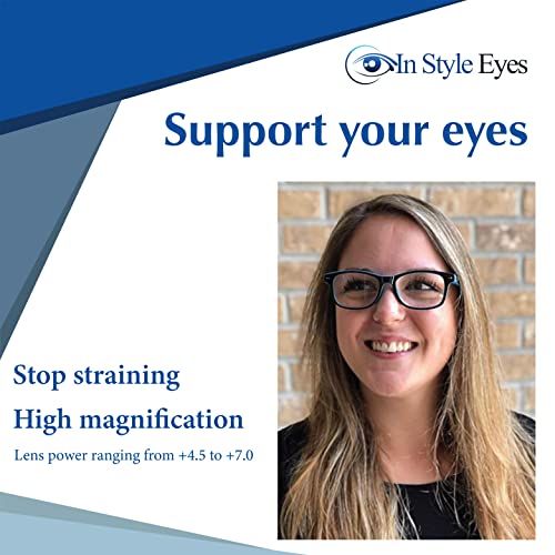 In Style Eyes Super Strong High Magnification Reading Glasses - Full-Rimmed Oval Plastic Frame, Non-Polarized Lens - Purple - 7.0X #TOP1