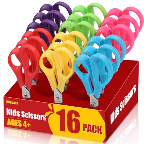 Scissors, BURVAGY 6" Multipurpose Scissors Bulk 16-Pack, Right/Left Handed Comfort-Grip Handles Ultra Sharp Blade Shears Sturdy 