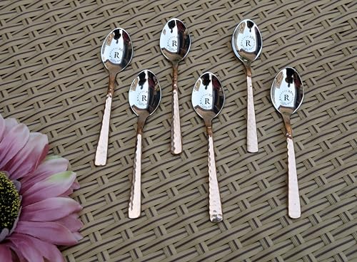 Image of Copper Made Baby Tea Spoon Set - Pack of 6 | Metal Kitchen Dining and Cutlery | Stainless Steel and Copper Metalic Finish | A Touch of Elegance to Your Dining and Serving