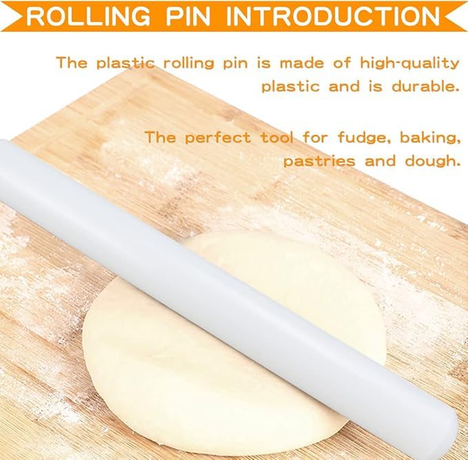 Ochtend ® 10" White Rolling Pin for Baking | Dough Roller Bar for Cake, Gum Paste, Fondant, Pastry, Cookies & Pie Crust | Non-Stick Baking Tool (10 Inch) 1