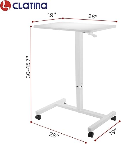 Miniatura 6 de CLATINA Escritorio neumático para portátil portátil de altura ajustable con ruedas bloqueables para oficina en casa, estación de trabajo, 28 x 19