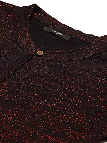 Image of Style Quotient Women Black & Red Shimmered Crop Button Shrug