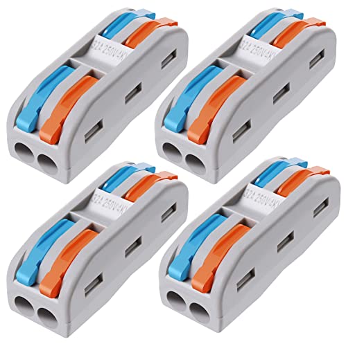 Image of 2 to 2 Inline Compact Connectors - Circuit Inline Splices - Wire Terminals - Electrical Connectors - Circuit Terminal Blocks (4pcs, 2 to 2 Inline, Multi)