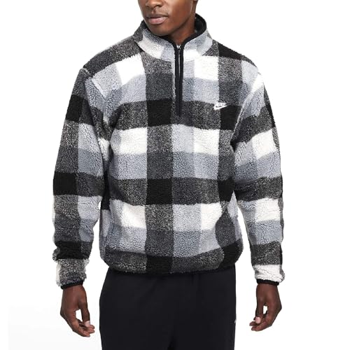 Nike Mens Club Seasonal Winterized All Over Print Half-Zip Black/White/Smoke Grey/White Medium