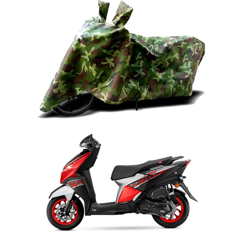 Image of 100% Water Resistant Bike Scooty Two Wheeler Body Cover Compatible for TVS NTORQ 125 Race XP /UV-Rays /Heat Protection /Birds Dropping /Scratchproof /Dust Proof /Waterproof /All Varient[Green MJ]