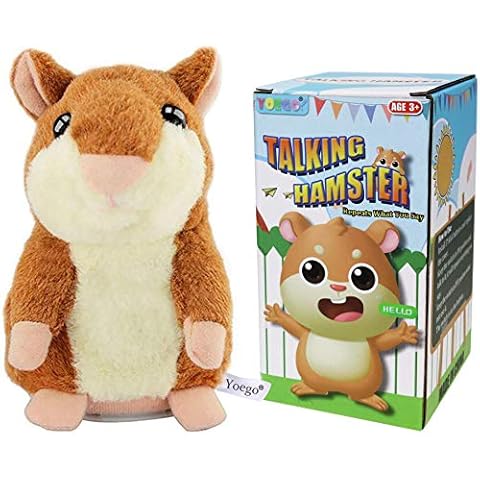 YOEGO Talking Hamster Repeats What You Say Interactive Stuffed Plush Animal Talking Toy,Perfect Toy Gifts for Boys Girls Age 3+ (Brown) Cover