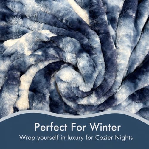 Image of Signature 3-Ply Faux Rabbit Fur Blanket King Size | Ultra Soft Heavy Weight Quilt-Feel Blanket | 6kg Luxury Winter Comforter for Bed Ideal for Heavy Winters (Midnight Cloud)