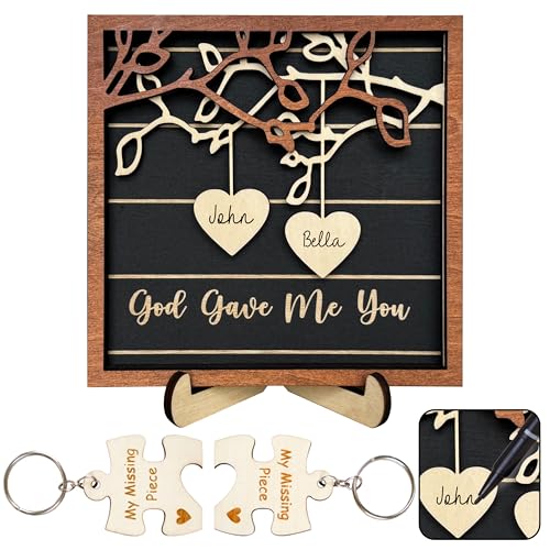 Couple Frame Romantic Valentine Gifts with Puzzle Keychains for H...
